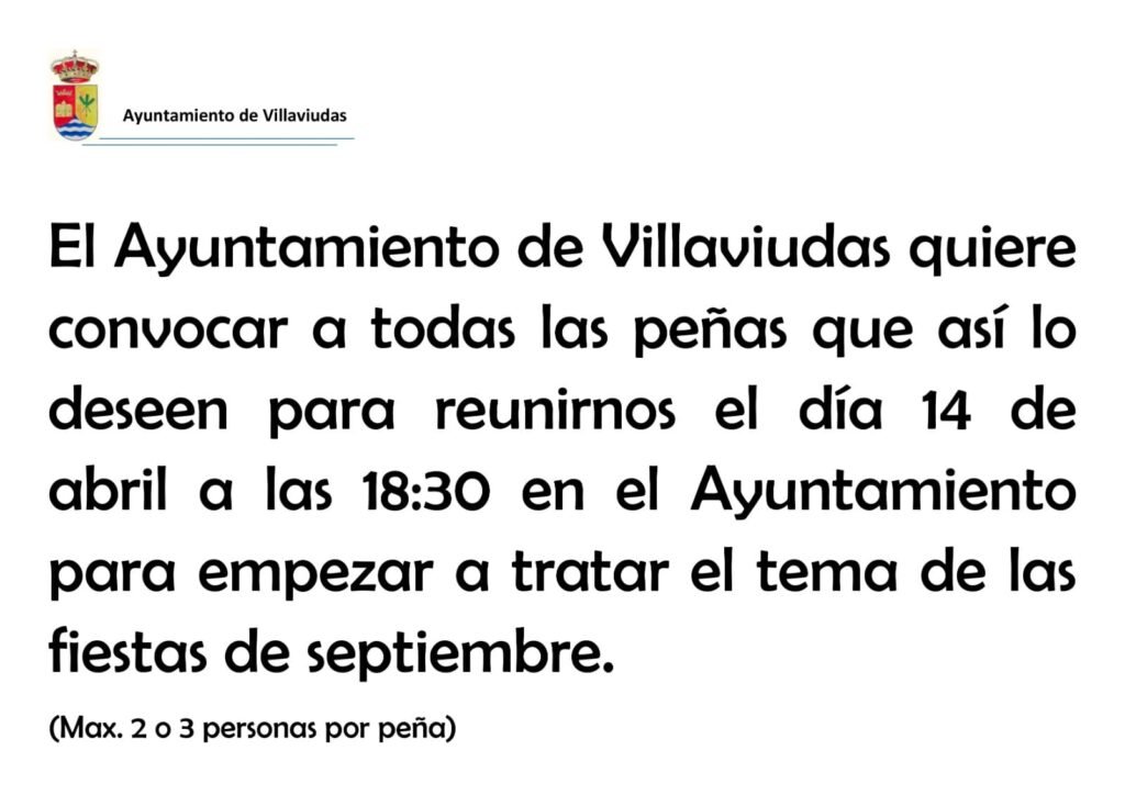 convocatoria peñas ayuntamiento villaviudas